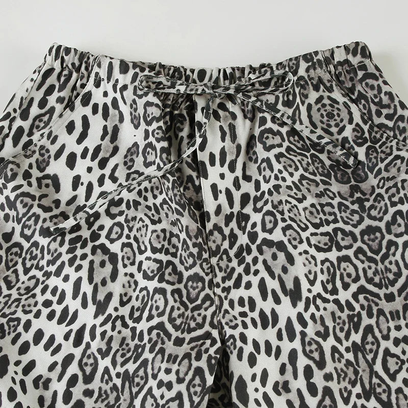 Women's Grey Leopard Print Cargo Pants | Vintage Y2K Style | Camo Colors