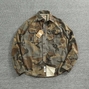 Men’s Retro Camo Military Cargo Shirt – 100% Cotton | Camo Colors