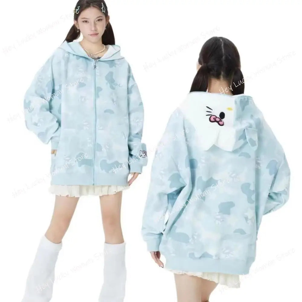 Anime Couple Outfit Cotton Cute Cardigan Jacket – Hello Kitty Hoodie | Camo Colors