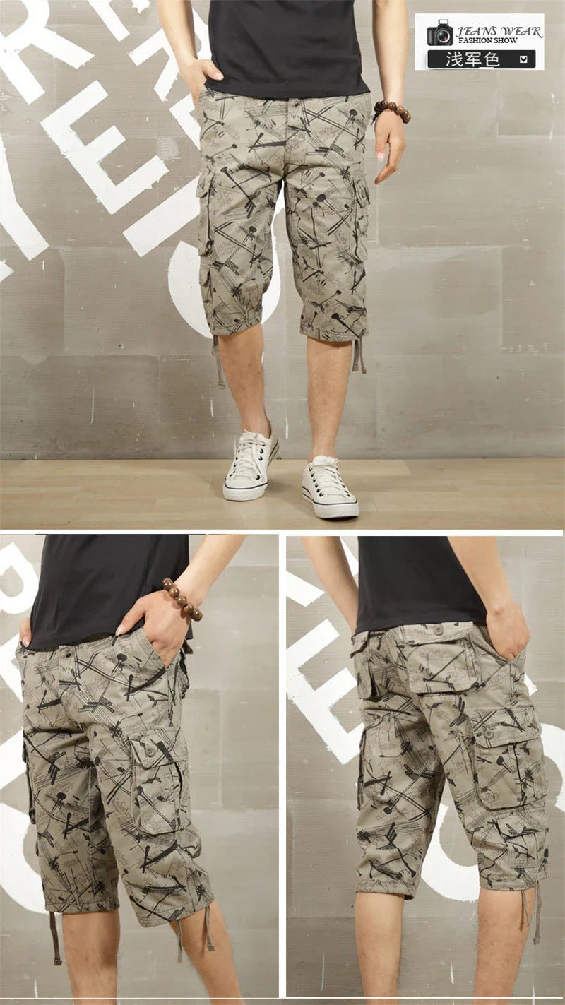 Camouflage Cotton Cargo Shorts for Men – Summer Casual Military-Style | Camo Colors