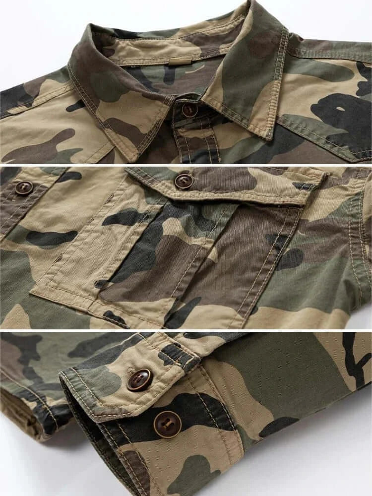 Men’s Camouflage Cotton Button-Up Shirt – Casual & Loose Fit | Camo Colors