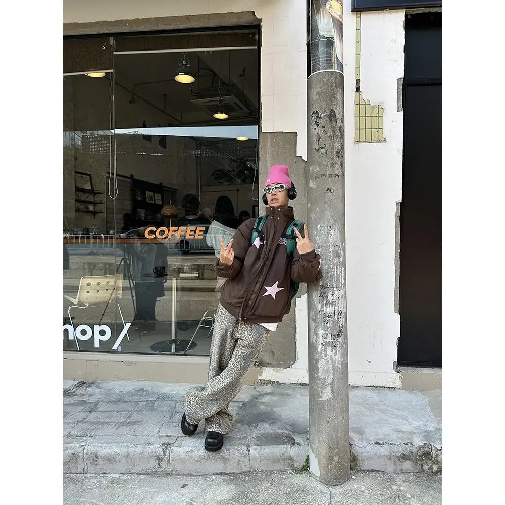 Camo Leopard Print Jeans for Men & Women Loose Straight Fit Camo Colors