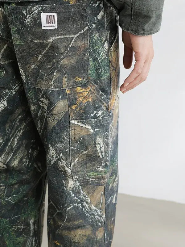 Retro Camo Workwear Pants with Straight Legs | Camo Colors