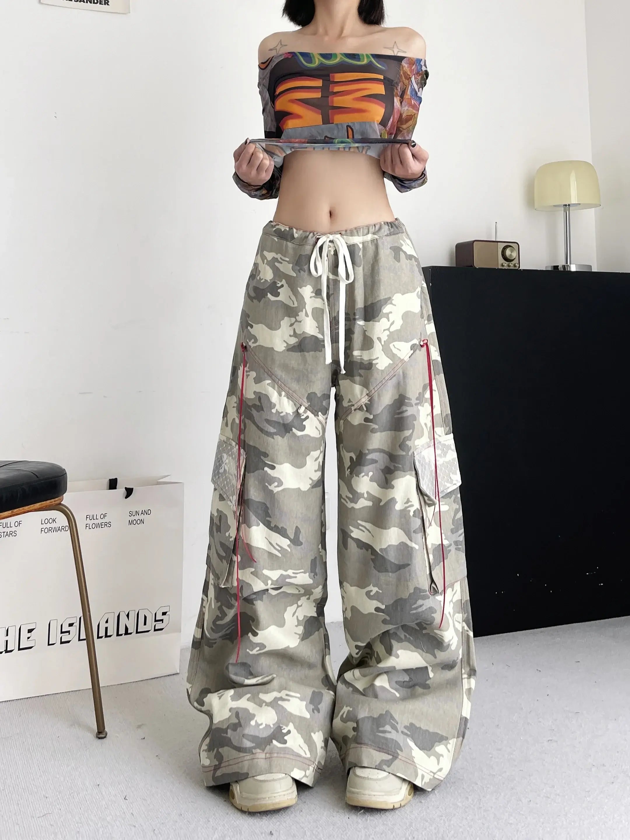 Women's Baggy Camouflage Cargo Pants – Y2K 90s Aesthetic | Camo Colors
