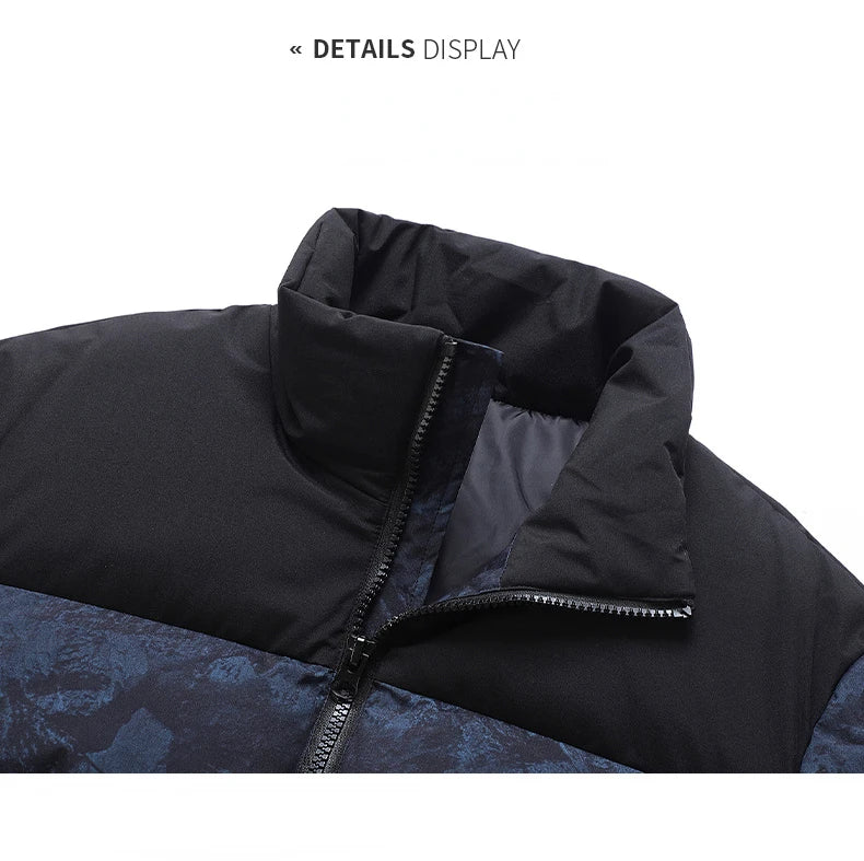 Men's Hip-Hop Camo Jacket: Windproof, Padded Stand Collar Parka Camo Colors