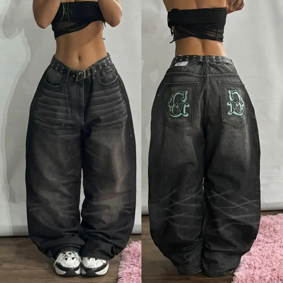 Y2K Gothic Vintage Baggy Cargo Jeans – High Waist Wide Leg Denim | Camo Colors