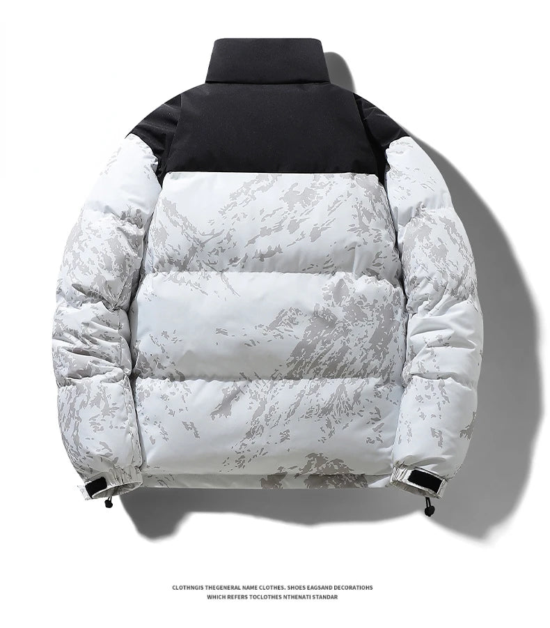 Men's Hip-Hop Camo Jacket: Windproof, Padded Stand Collar Parka Camo Colors
