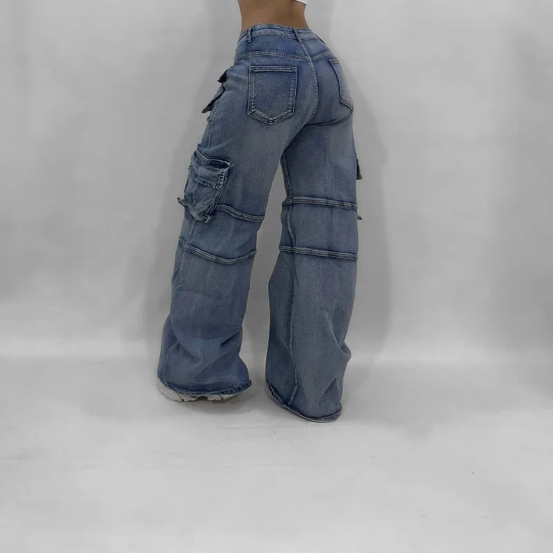Y2K Gothic Vintage Baggy Cargo Jeans – High Waist Wide Leg Denim | Camo Colors