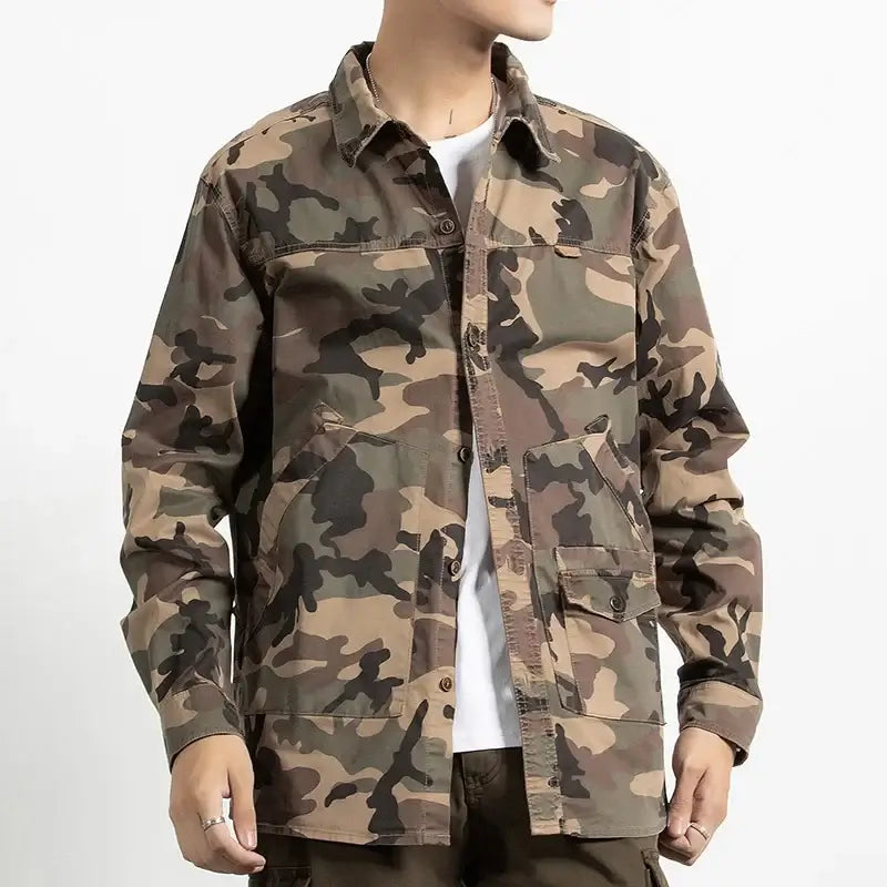 Autumn Men's Camouflage Military Shirt – Relaxed Fit Tactical Work Top | Camo Colors
