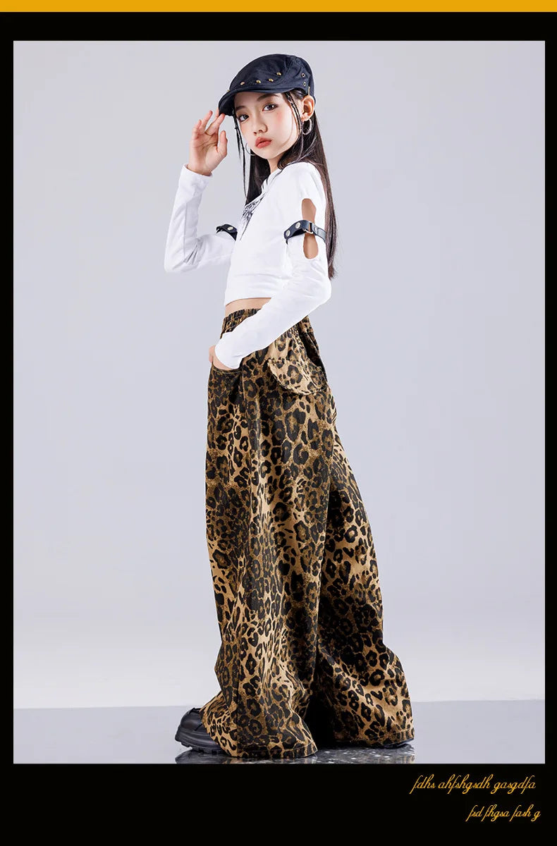 Girls' Hip-Hop Crop Top Camouflage Cargo Pants – Streetwear Style | Camo Colors