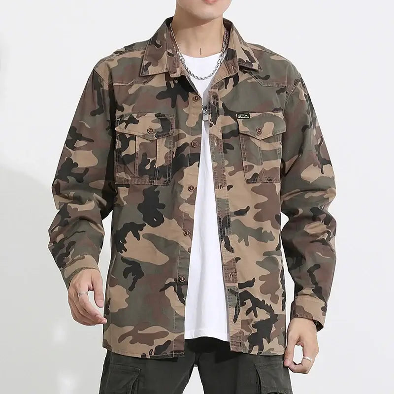 Men’s Camouflage Tactical Shirt – Cotton Relaxed Fit Military Top | Camo Colors