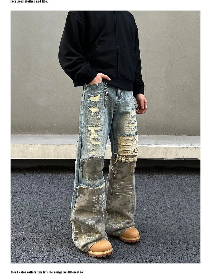 American High Street Washed Straight-Leg Jeans | Camo Colors