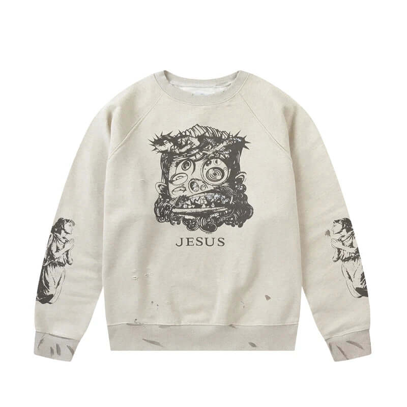 Vintage Graffiti Print Fleece Hoodie – Street Style | Camo Colors