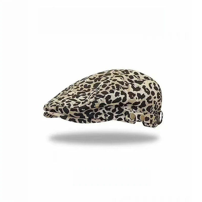 American Retro Leopard Print Duckbill Beret - Niche Fashion Hat | Camo Colors