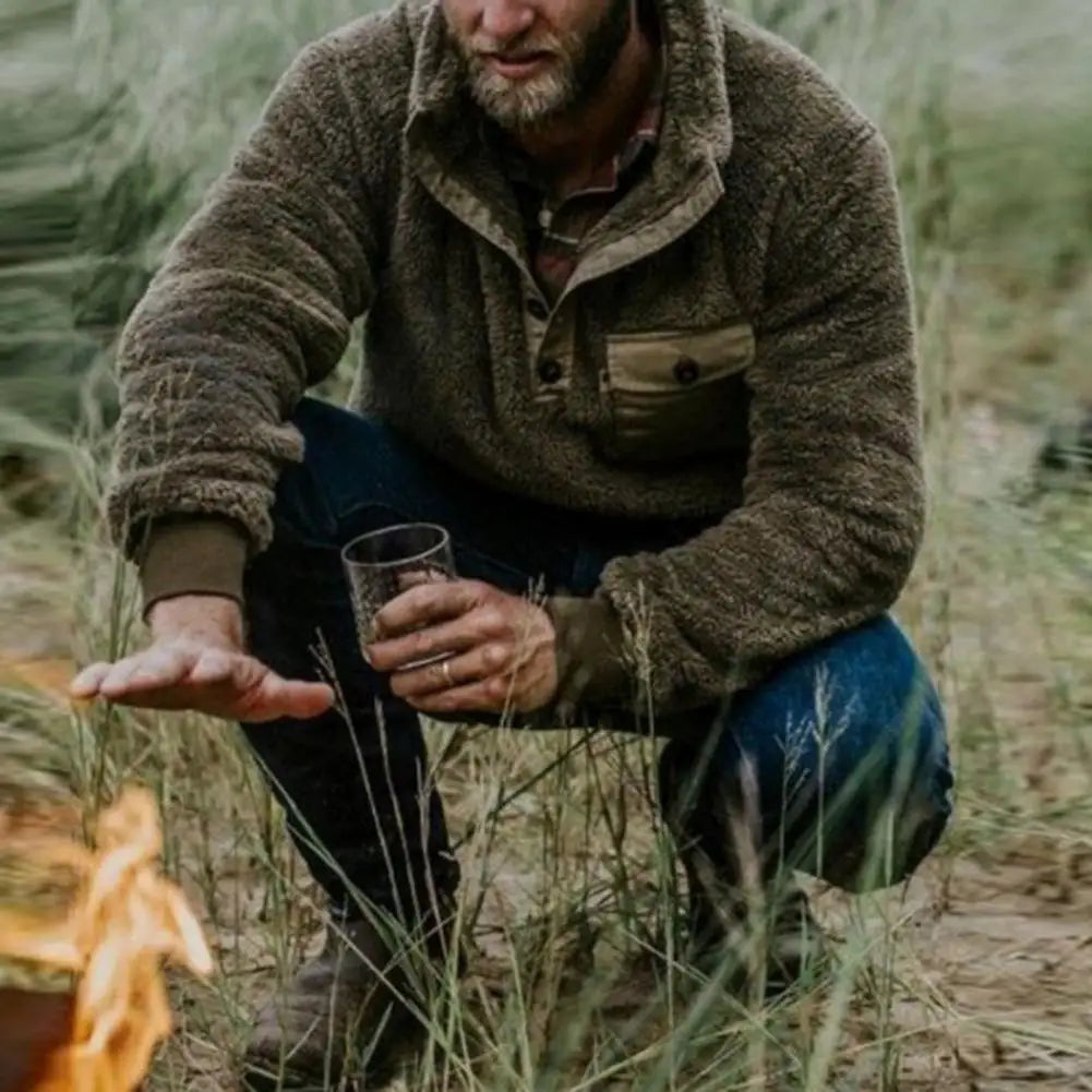 Men's Plush Sweatshirt with Pockets – Warm & Windproof | Camo Colors