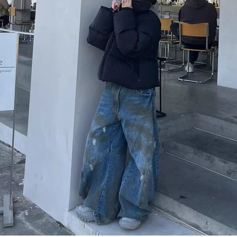 High Street Tie-Dye Distressed Jeans – Hip-Hop Retro Style | Camo Colors