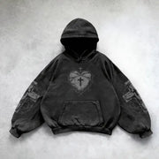 Y2K Gothic Cross Print Hoodie – Streetwear Style | Camo Colors