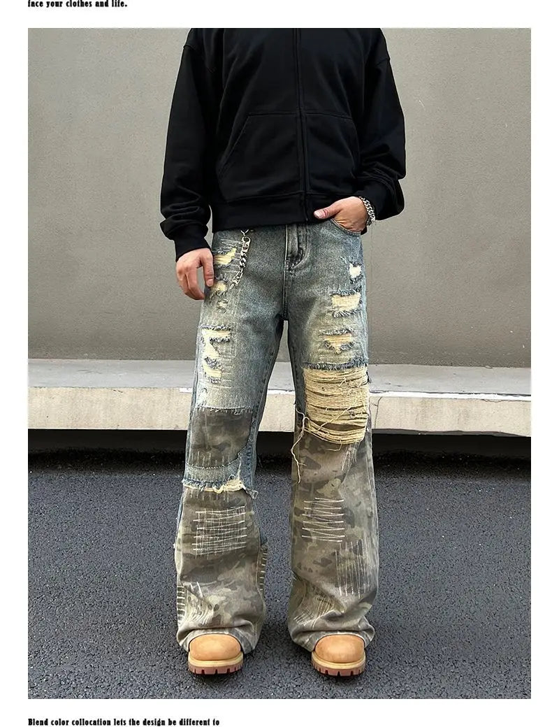 American High Street Washed Straight-Leg Jeans | Camo Colors