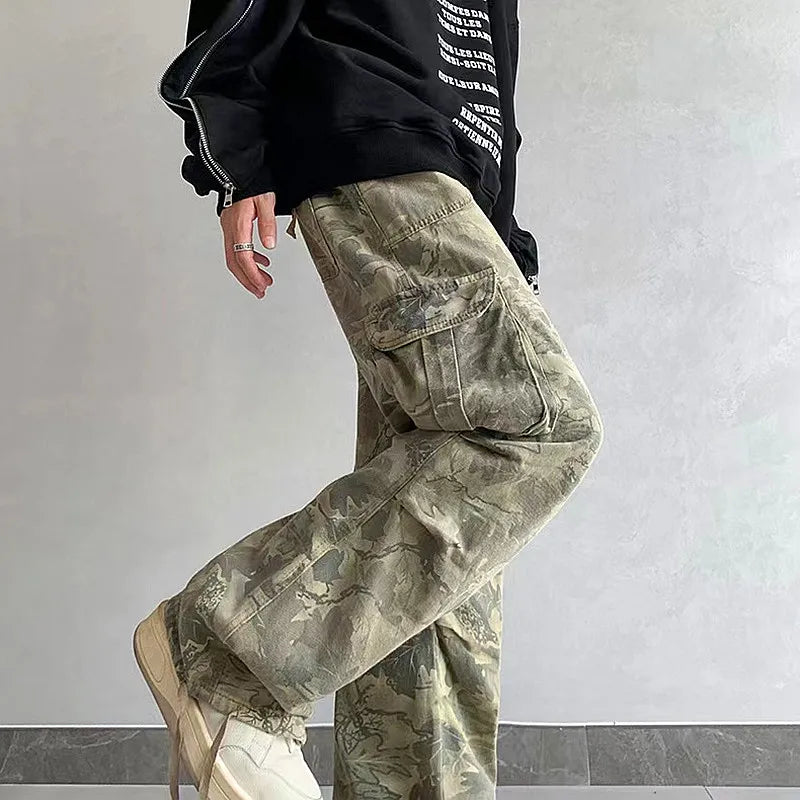 Y2K Baggy Camouflage Cargo Jeans with Side Pockets | Camo Colors