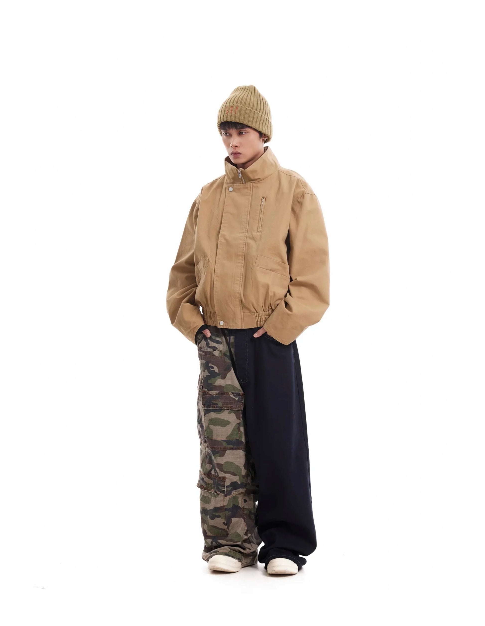 Men’s Vintage Camouflage Spliced Wide-Leg Cargo Pants | Camo Colors