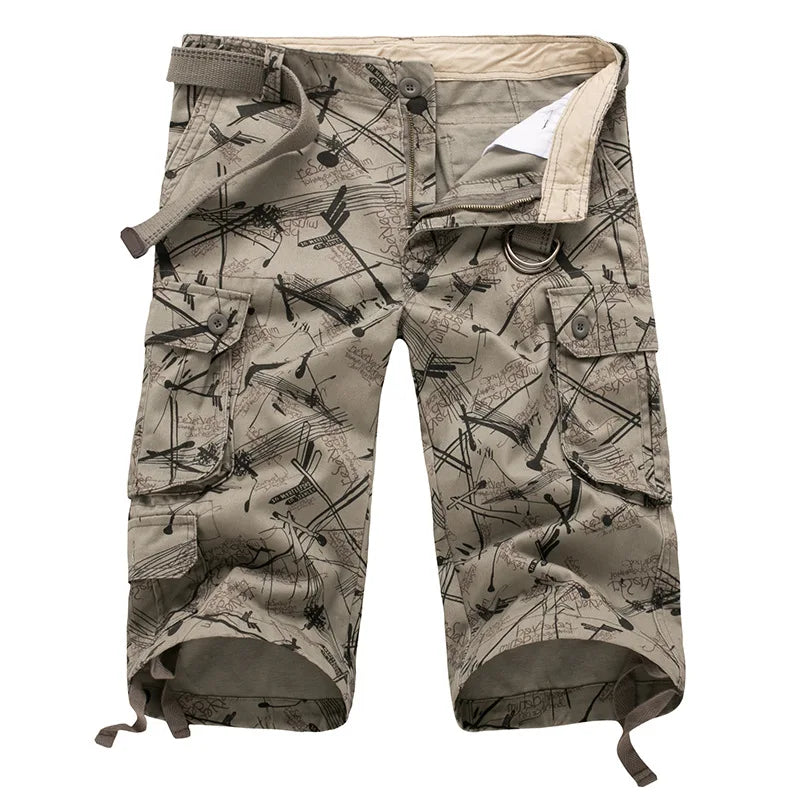 Camouflage Cotton Cargo Shorts for Men – Summer Casual Military-Style | Camo Colors