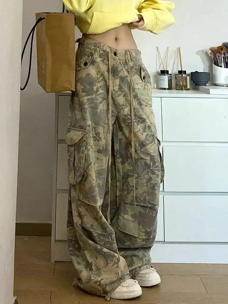 Vintage Y2K Camouflage Cargo Pants – Hip Hop Wide Leg Streetwear | Camo Colors