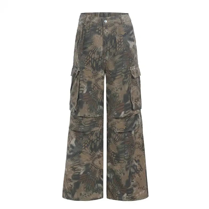 Unisex Snake Print Camo Baggy Jeans – 90s Retro Streetwear | REDDACHiC | Camo Colors