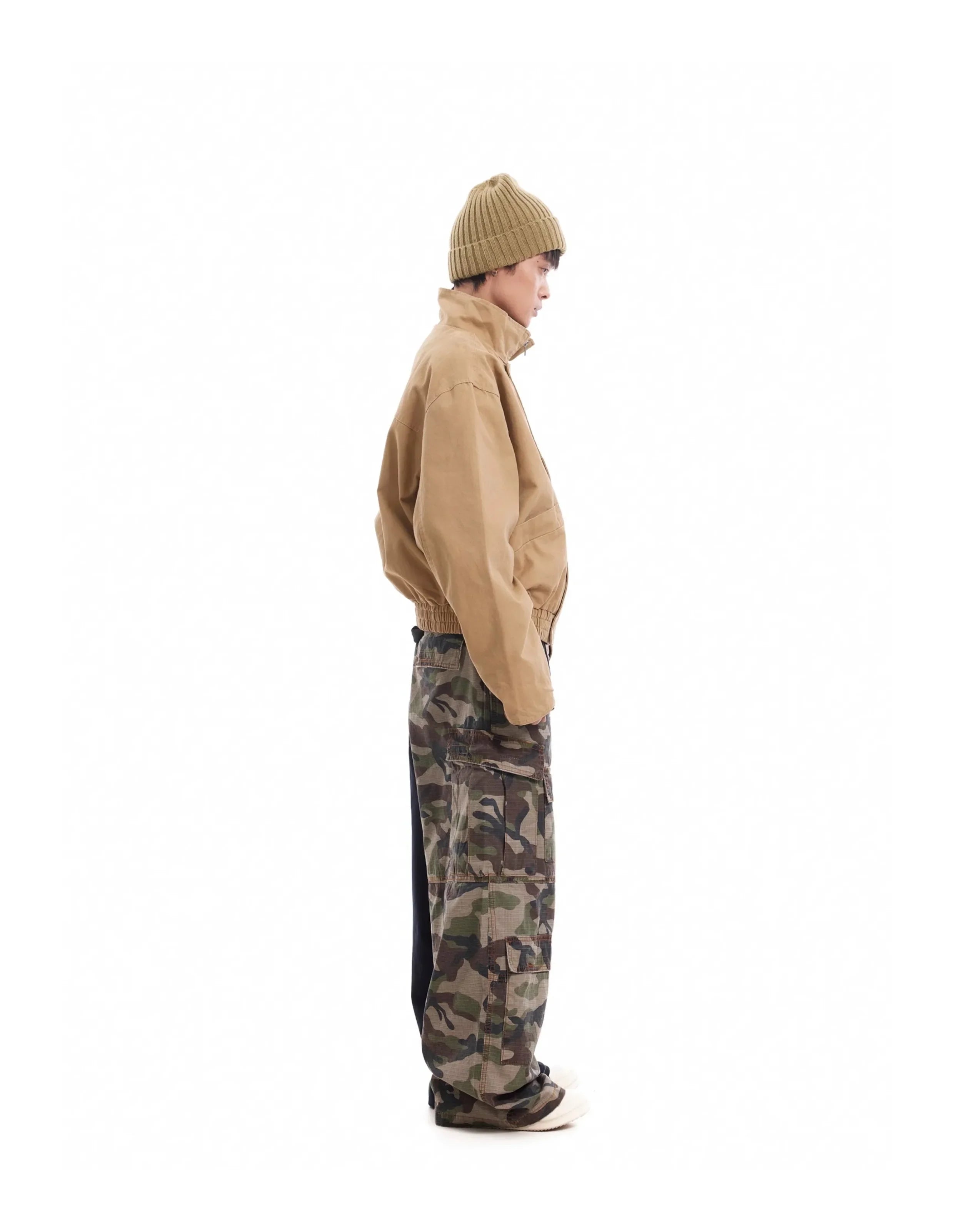 Men’s Vintage Camouflage Spliced Wide-Leg Cargo Pants | Camo Colors