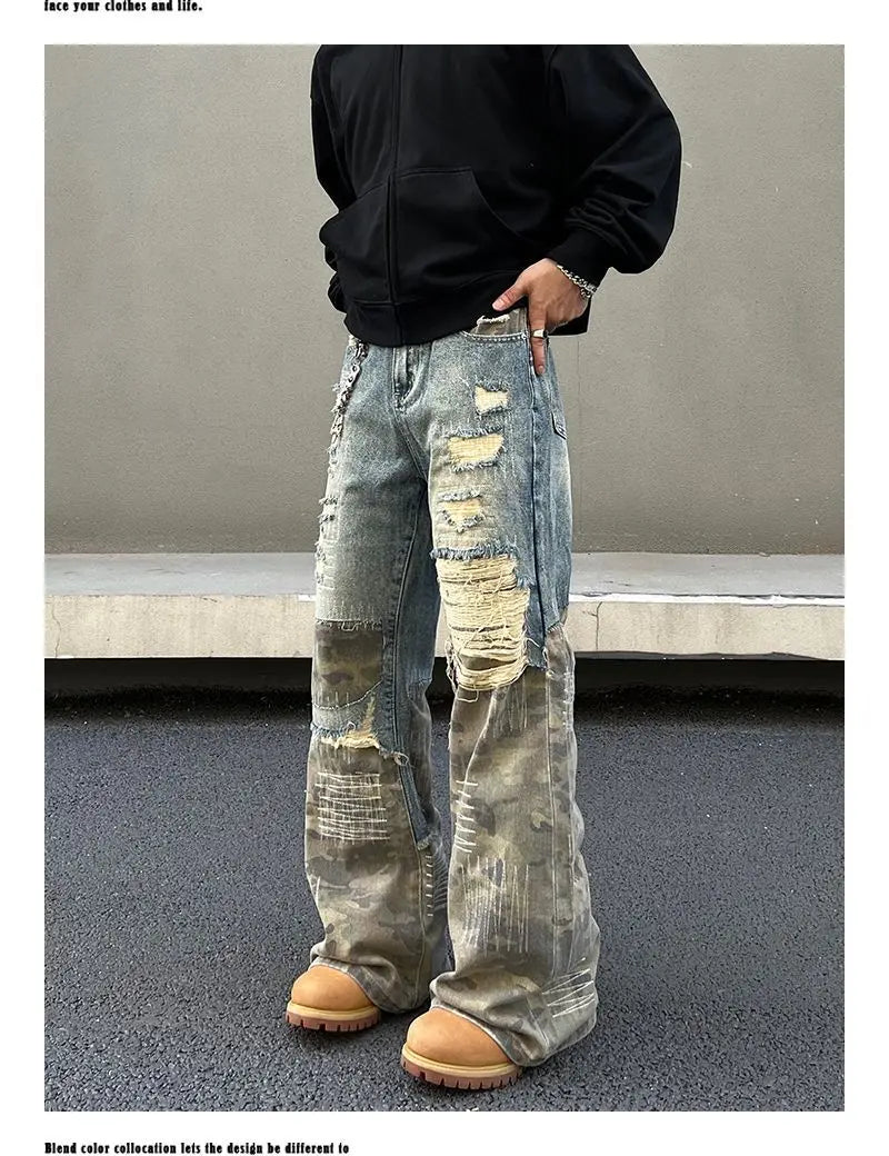 American High Street Washed Straight-Leg Jeans | Camo Colors