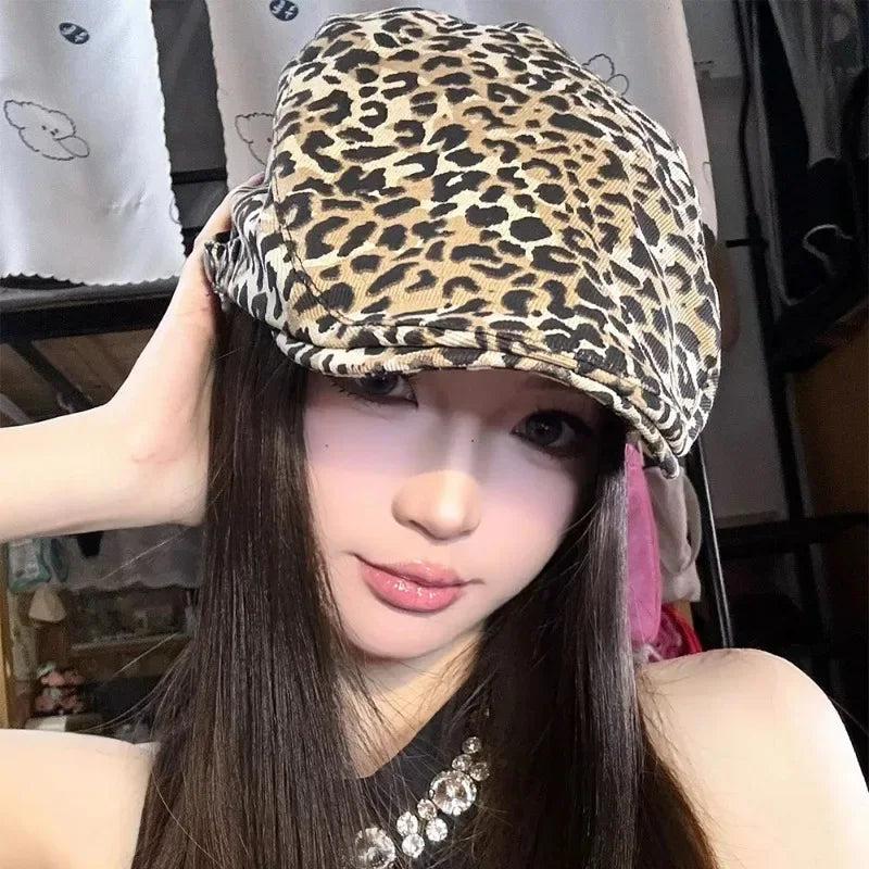 Retro Leopard Print Beret - Stylish Winter Cotton Hat | Camo Colors