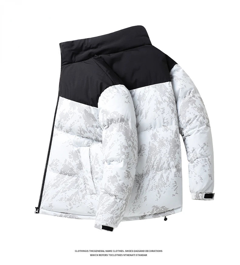 Men's Hip-Hop Camo Jacket: Windproof, Padded Stand Collar Parka Camo Colors
