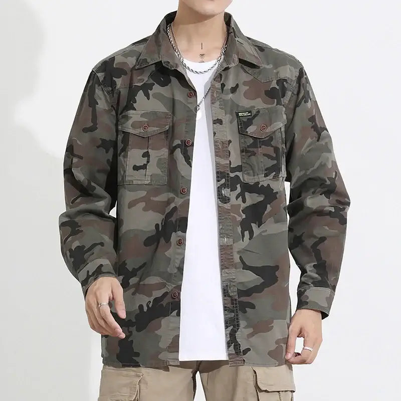 Men’s Camouflage Tactical Shirt – Cotton Relaxed Fit Military Top | Camo Colors