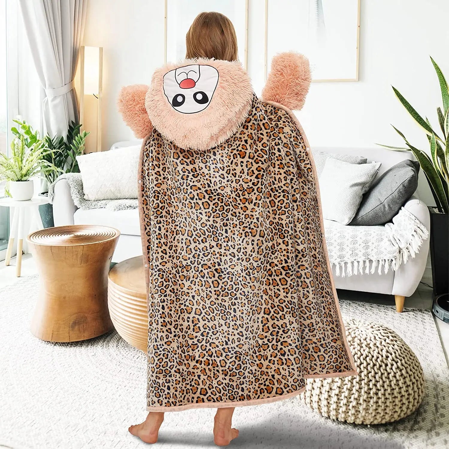 Leopard Print Wearable Blanket – Cozy Hooded Throw | Camo Colors