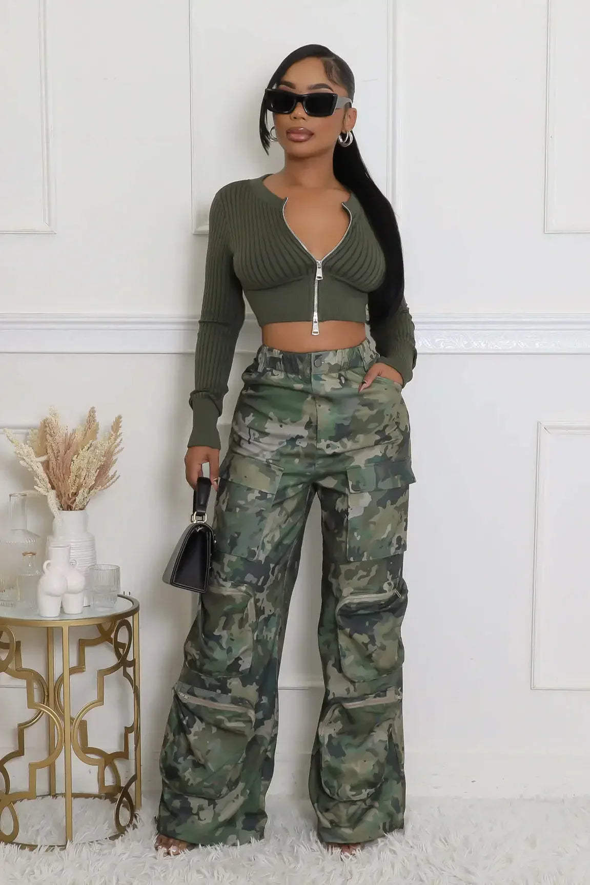 Women's Multi-Pocket Camo Cargo Pants – Y2K Streetwear | Camo Colors