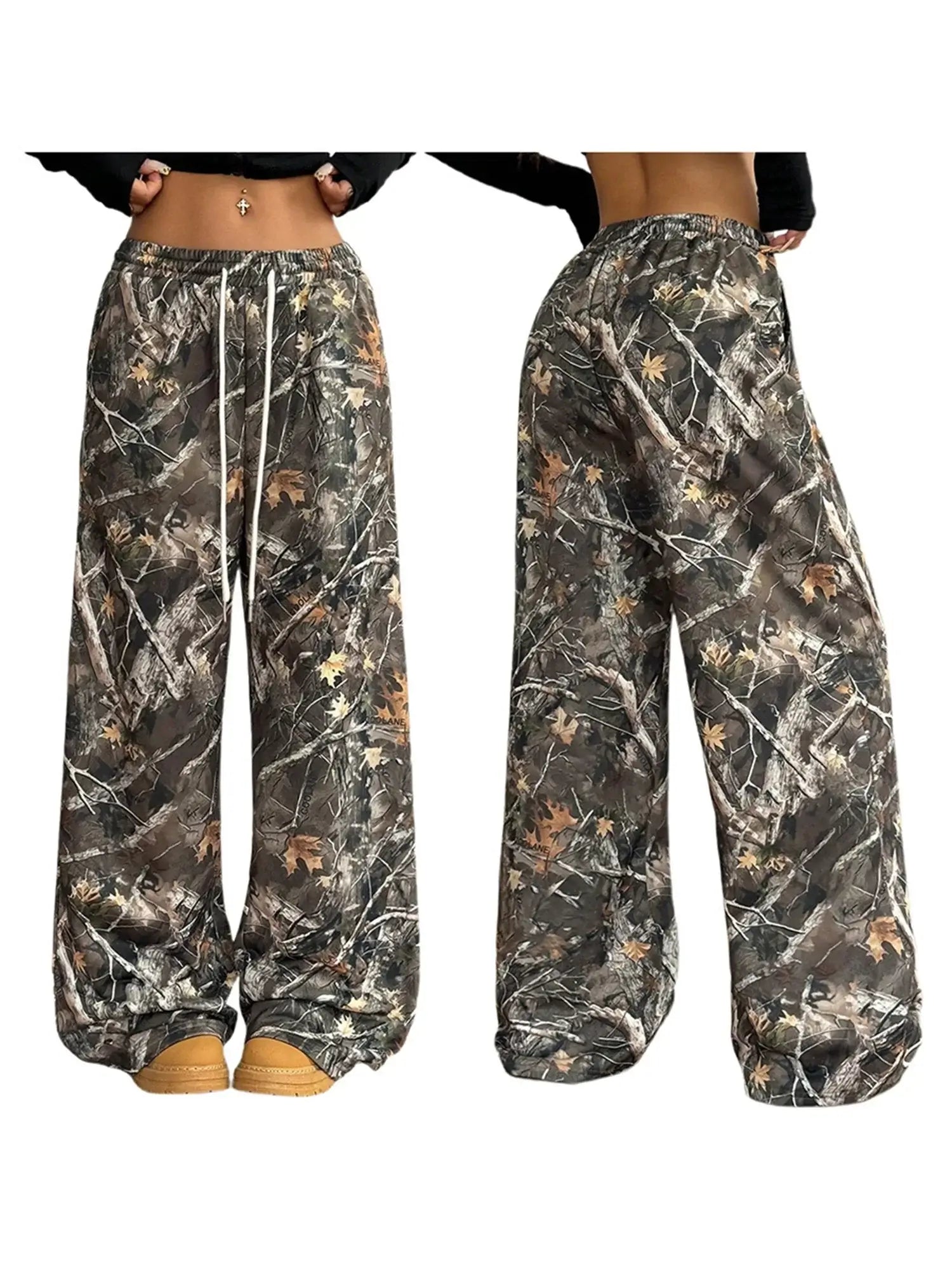 Women's High-Waisted Camo Cargo Pants – Loose Fit Outdoor Trousers | Camo Colors