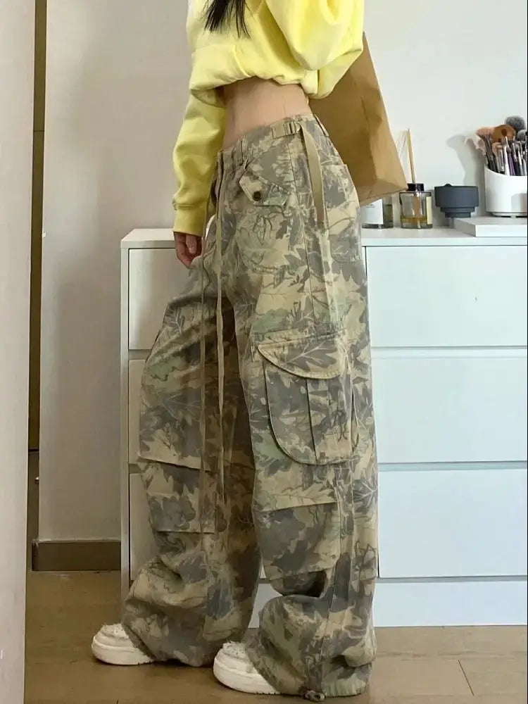Vintage Y2K Camouflage Cargo Pants – Hip Hop Wide Leg Streetwear | Camo Colors
