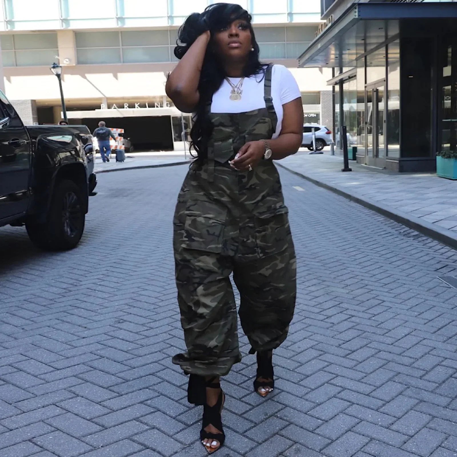 Women's Sleeveless Camouflage Cargo Jumpsuit for Summer | Camo Colors