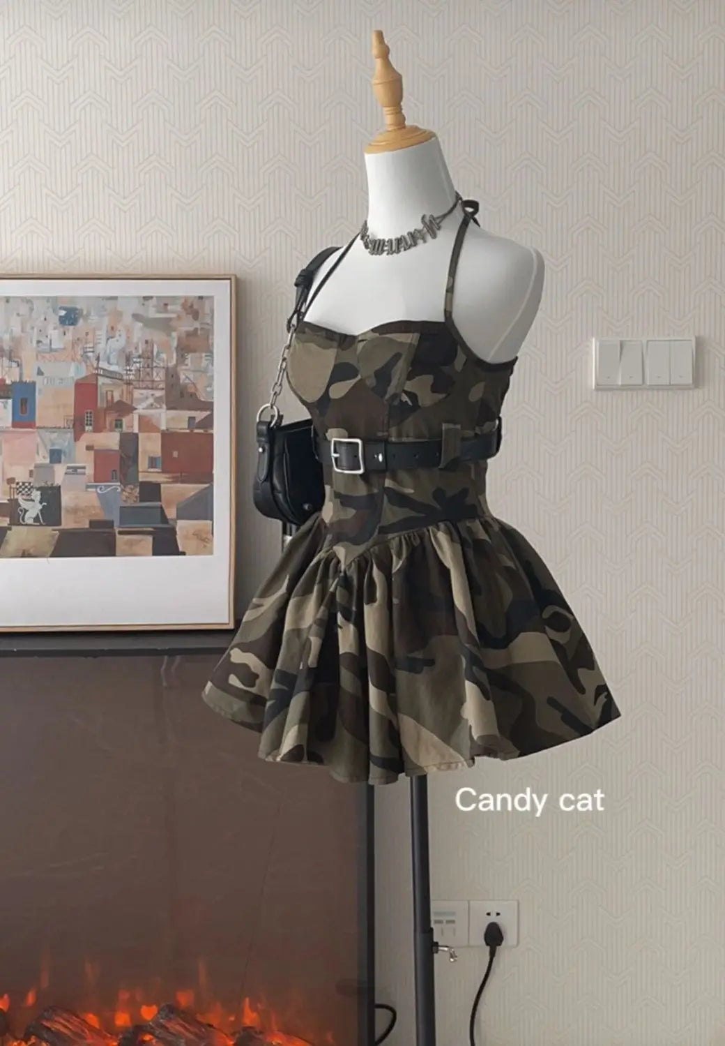 Harajuku Spicy Girl Camo Camisole Skirt Mini Dress 2025 Y2K Camo Colors