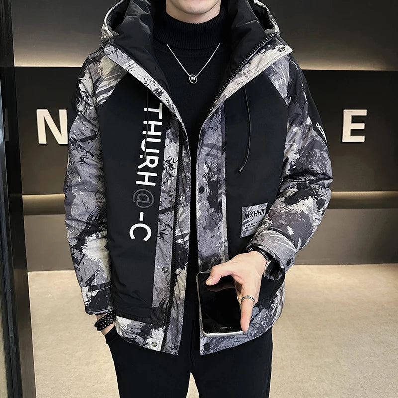 Men's Casual Winter Camouflage Hooded Down Jacket Camo Colors