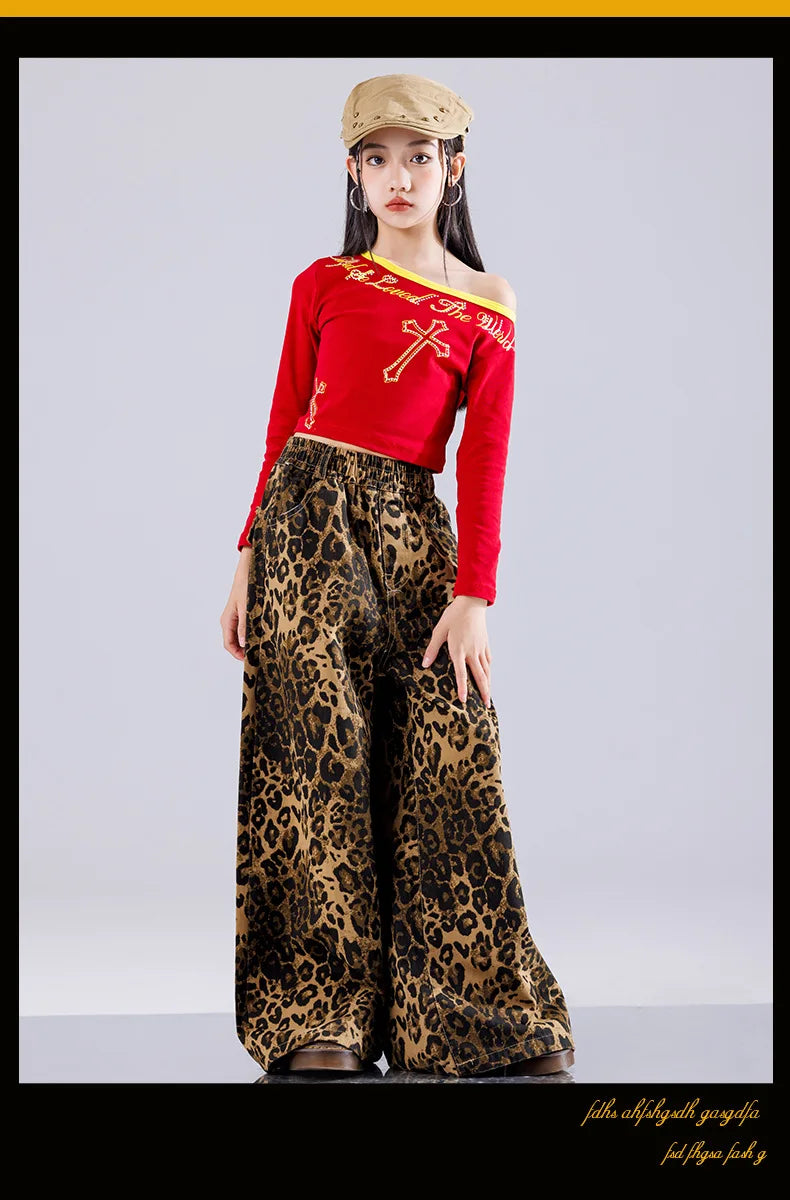 Girls' Hip-Hop Crop Top Camouflage Cargo Pants – Streetwear Style | Camo Colors