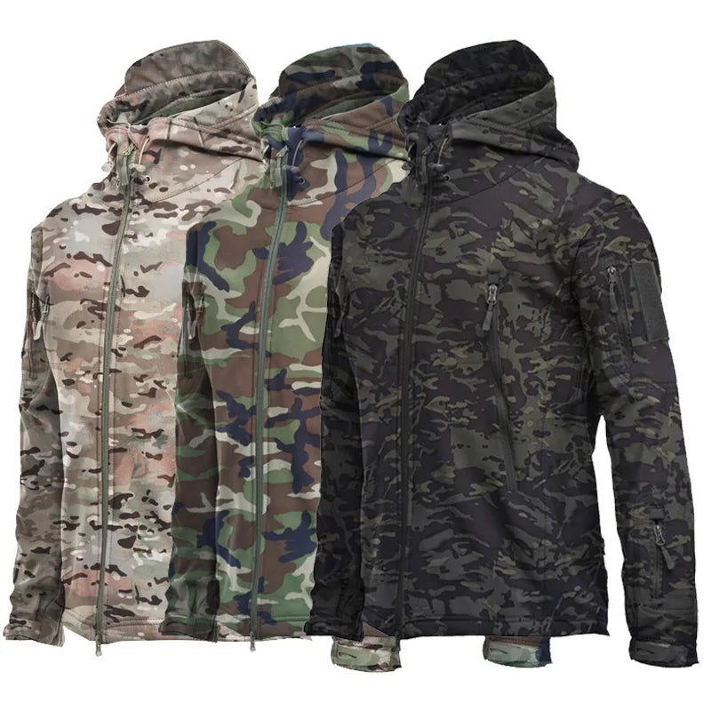 Outdoor Soft Shell Fleece Jacket – Windproof, Waterproof & Warm | Camo Colors
