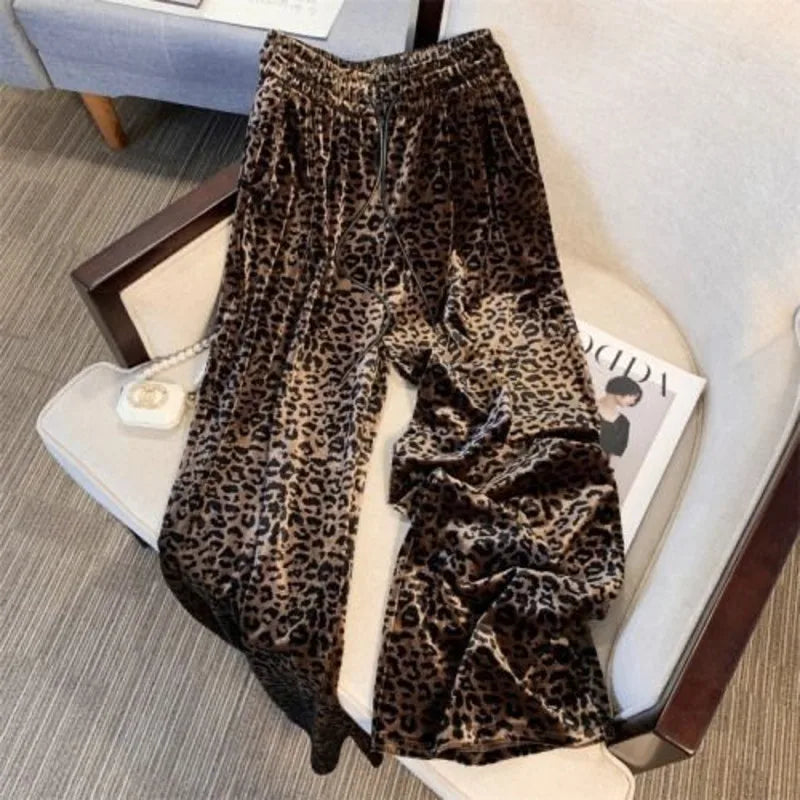 High Waist Leopard Print Wide Leg Pants for Women – Y2K | Camo Colors