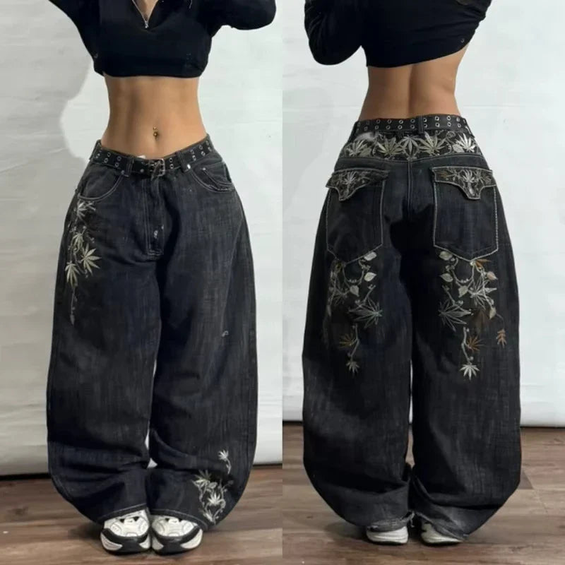 Y2K Gothic Vintage Baggy Cargo Jeans – High Waist Wide Leg Denim | Camo Colors