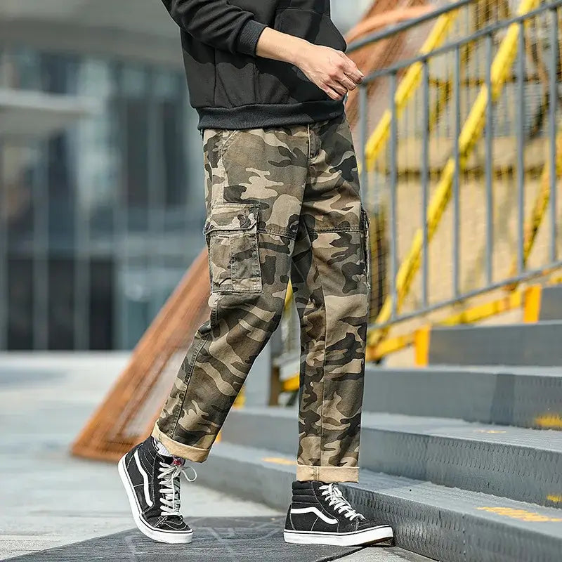 Men's Camouflage Overalls: Cotton Cargo Pants for Streetwear Camo Colors