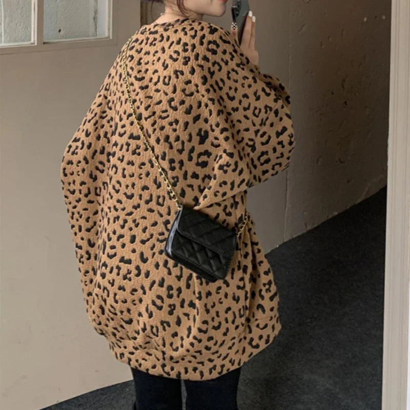 Leopard Print Y2K Harajuku Oversized Sweatshirt | Camo Colors