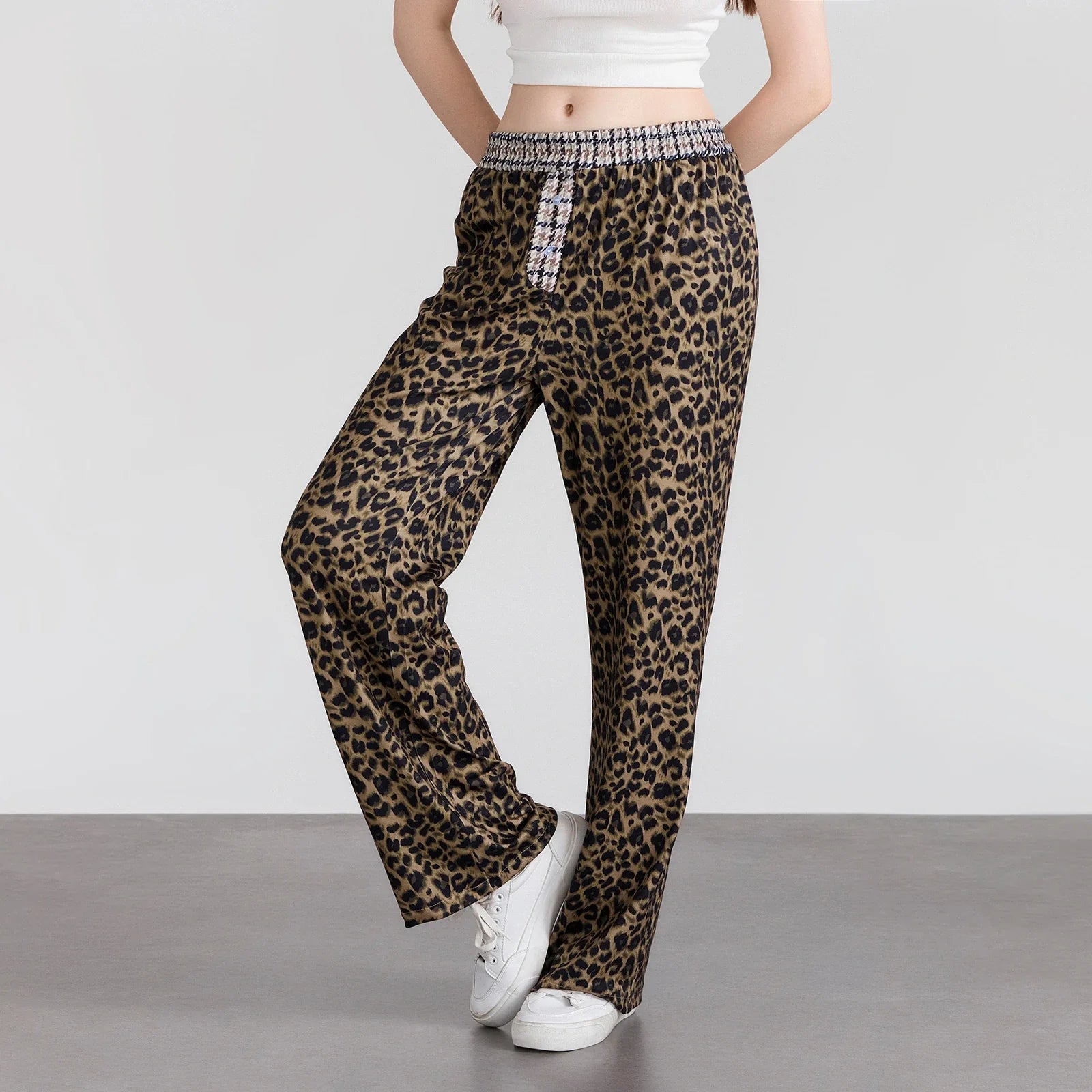 Leopard Print Straight Pants for Women | Vintage Baggy Y2K | Camo Colors