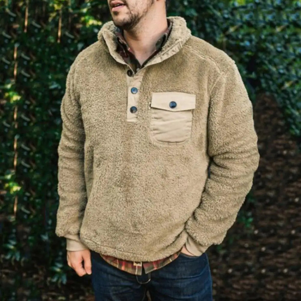 Men's Plush Sweatshirt with Pockets – Warm & Windproof | Camo Colors