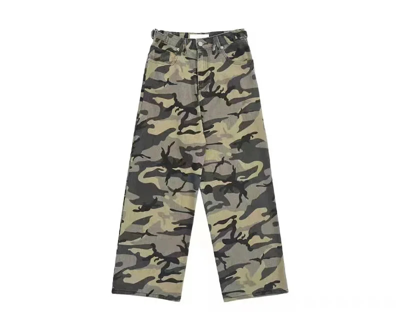 Vintage American Camouflage Straight-Leg Jeans | Camo Colors
