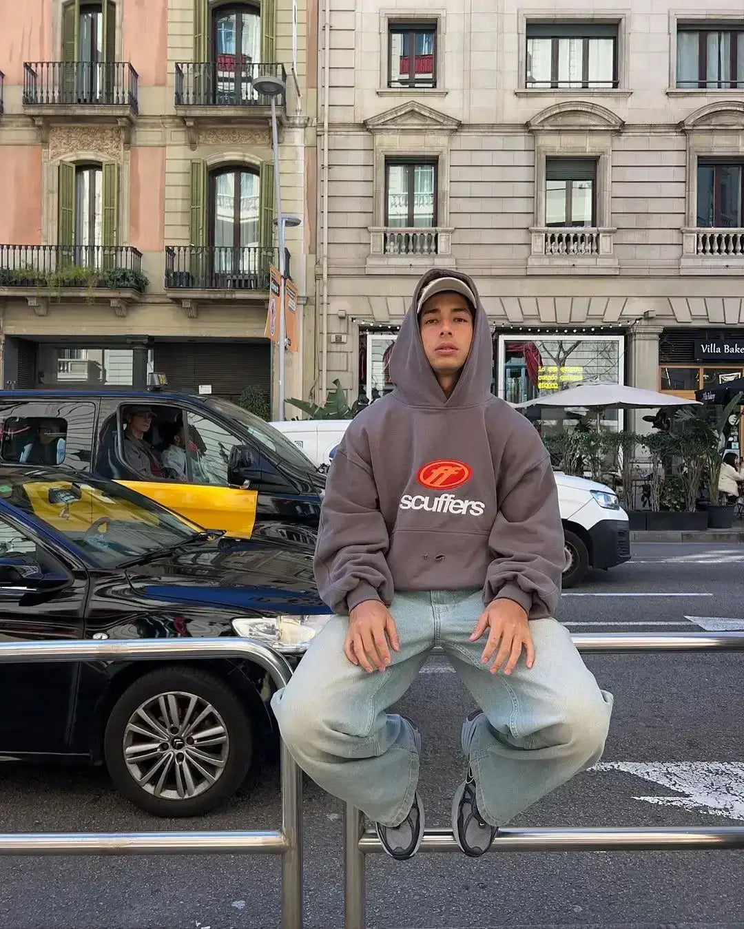 Oversized Light Blue Gothic Y2K Street Hoodie | Camo Colors