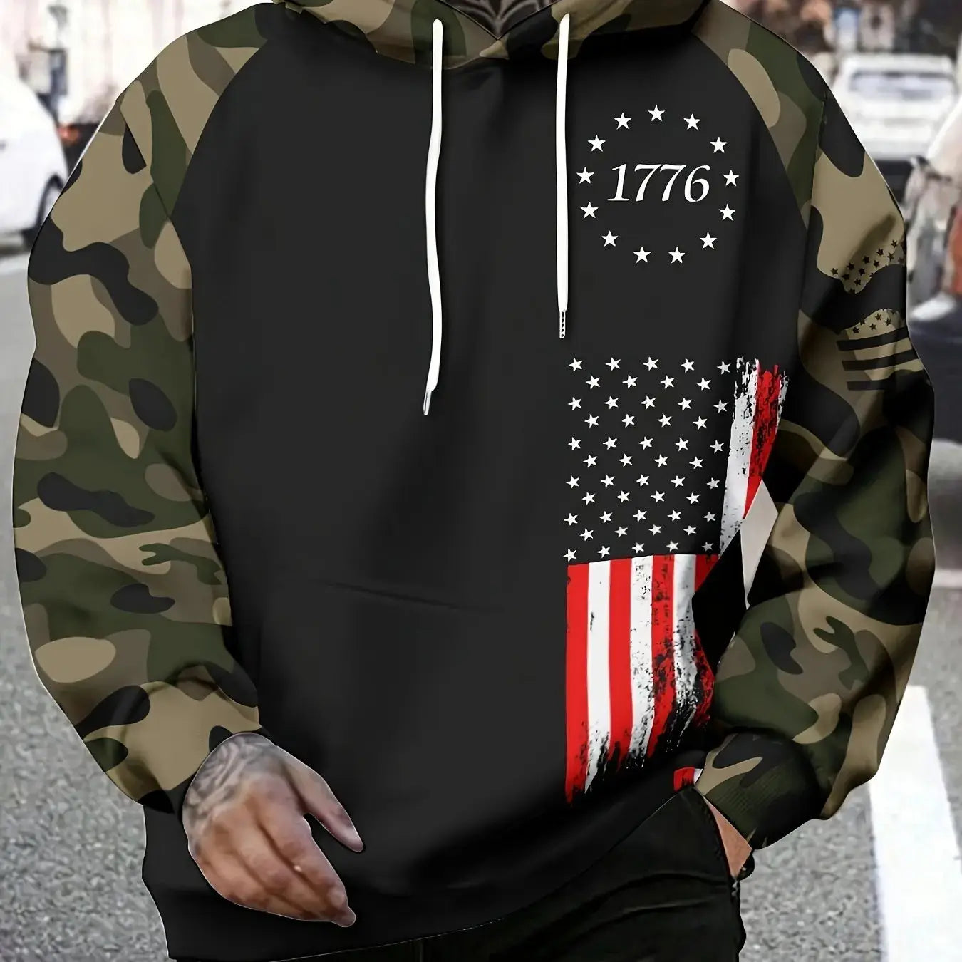 American Flag Hoodie for Men – Vintage Patriotic Style | Camo Colors